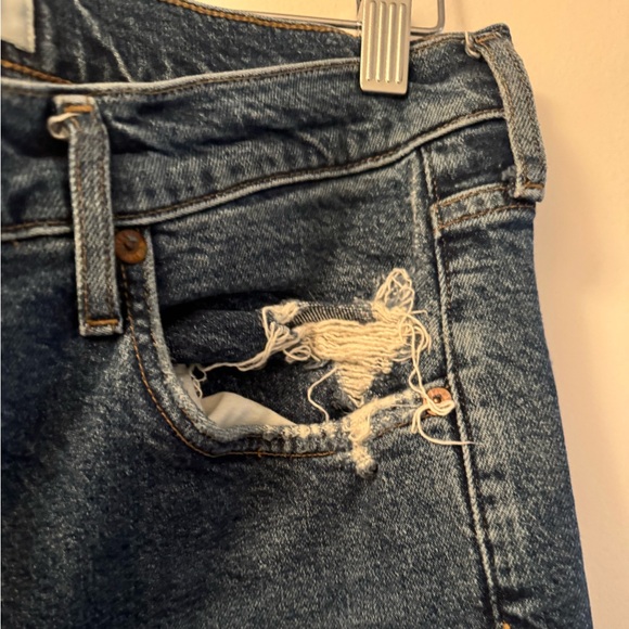 Agolde dark blue slightly distressed straight leg jeans size 31 - Picture 5 of 5
